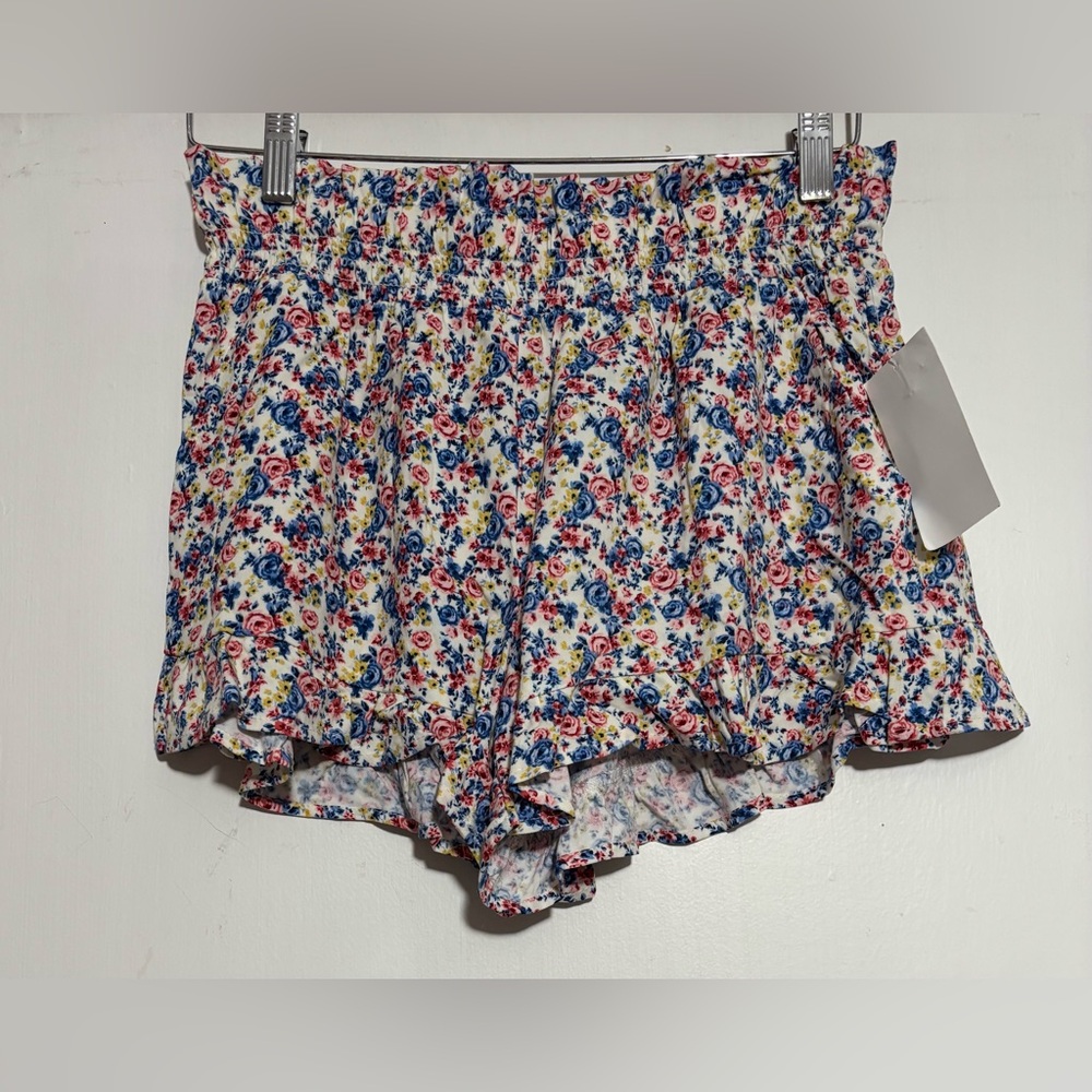 Jolt High Waist Blue and Pink Shorts with Flowy Design